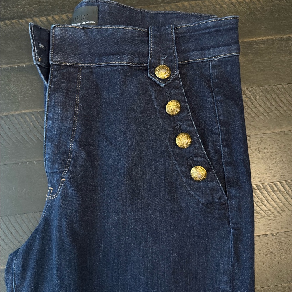 White House Black Market: High Rise, Wide  Leg, Dark Blue Jeans